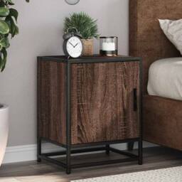 Berkfield Home Bedside Cabinet Brown Oak 40x31x50 cm Engineered Wood & Metal - Size: 40 x 31 x 50 cm - thumbnail 2