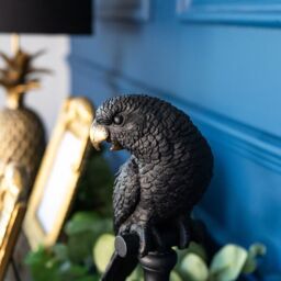 Madison & Mayfair Black & Gold Parrot Bird Ornament on Stand - thumbnail 2