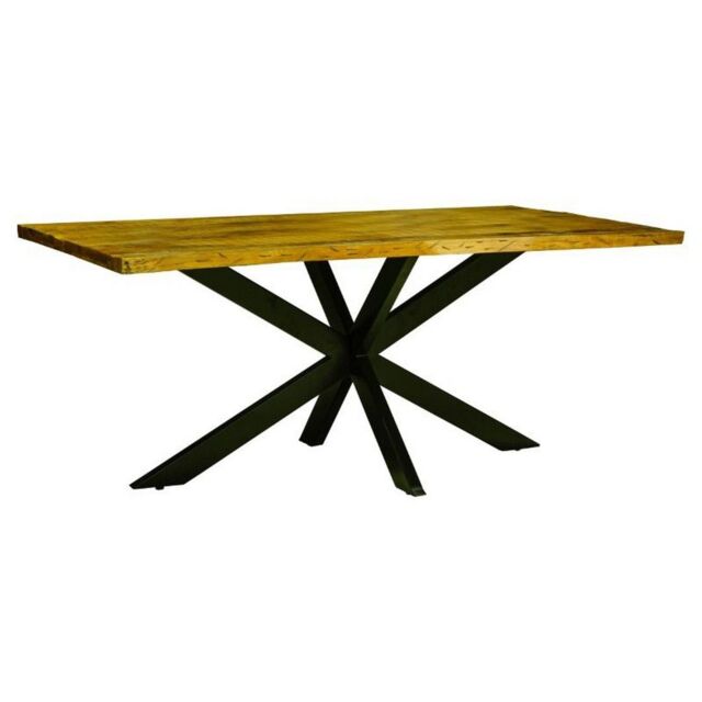 Jaipur Furniture Ltd Kerela Artificial Edge Spider Leg Dining Table - Mango Wood/Iron - L100 x W200 x H76 cm - Mango PP Saw Finish in Brown - image 1