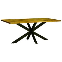 Jaipur Furniture Ltd Kerela Artificial Edge Spider Leg Dining Table - Mango Wood/Iron - L100 x W200 x H76 cm - Mango PP Saw Finish in Brown - thumbnail 2