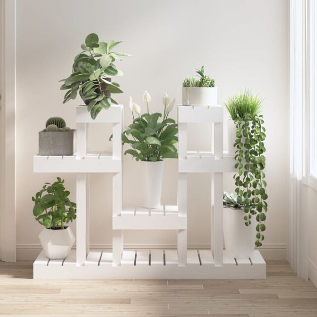 Berkfield Home Plant Stand White 104.5x25x77.5 cm Solid Wood Pine - image 1