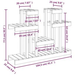 Berkfield Home Plant Stand White 104.5x25x77.5 cm Solid Wood Pine - thumbnail 8