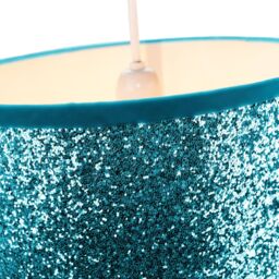 Happy Homewares Modern & Designer Bright Glitter Fabric Pendant/Lamp Shade in Teal - Size: 10 inches - thumbnail 2