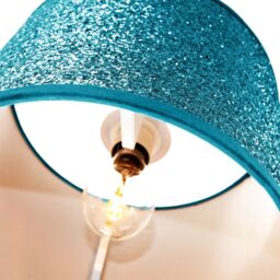 Happy Homewares Modern & Designer Bright Glitter Fabric Pendant/Lamp Shade in Teal - Size: 10 inches - thumbnail 3
