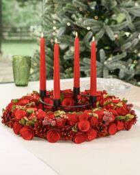 Dibor Red Rose Extra Large Door Decoration Summer Winter Spring Wreath 42cm - thumbnail 5