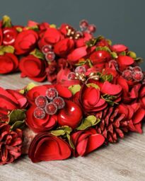 Dibor Red Rose Extra Large Door Decoration Summer Winter Spring Wreath 42cm - thumbnail 4