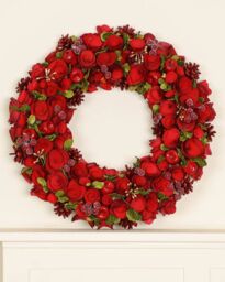 Dibor Red Rose Extra Large Door Decoration Summer Winter Spring Wreath 42cm - thumbnail 3