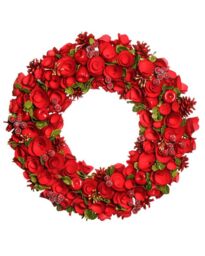 Dibor Red Rose Extra Large Door Decoration Summer Winter Spring Wreath 42cm - thumbnail 2