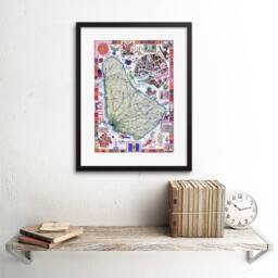 "Artery8 Travel Barbados Caribbean Tropical Map Ad 12x16"" Framed Wall Art Print - Size: W12"" x H16""" - thumbnail 2