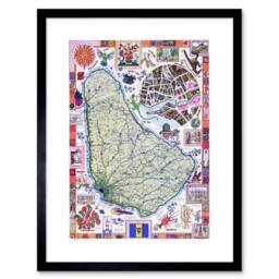 "Artery8 Travel Barbados Caribbean Tropical Map Ad 12x16"" Framed Wall Art Print - Size: W12"" x H16""" - thumbnail 1