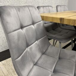 KOSY KOALA Modern Dining Table Set with 6 Grey Velvet Chairs Kitchen Dining Room Furniture in Brown - thumbnail 7