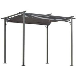 OUTSUNNY 3x3m Outdoor Pergola Metal Gazebo Porch Awning Retractable Canopy in Grey - thumbnail 2
