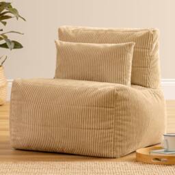 icon Noa Bean Bag Recliner, Jumbo Cord in Cream - thumbnail 1