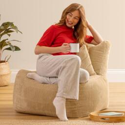 icon Noa Bean Bag Recliner, Jumbo Cord in Cream - thumbnail 2