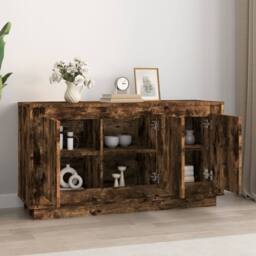 Berkfield Home Sideboard Smoked Oak 102x35x55 cm Engineered Wood in Brown - Size: 102 x 35 x 55 cm - thumbnail 1
