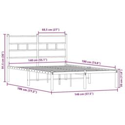 Berkfield Home Metal Bed Frame without Mattress Sonoma Oak 140x190 cm in Brown - thumbnail 9