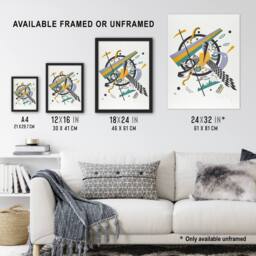 Artery8 Small Worlds IV Abstract Painting Kandinsky Framed Wall Art Print in White - Size: A4 - thumbnail 3
