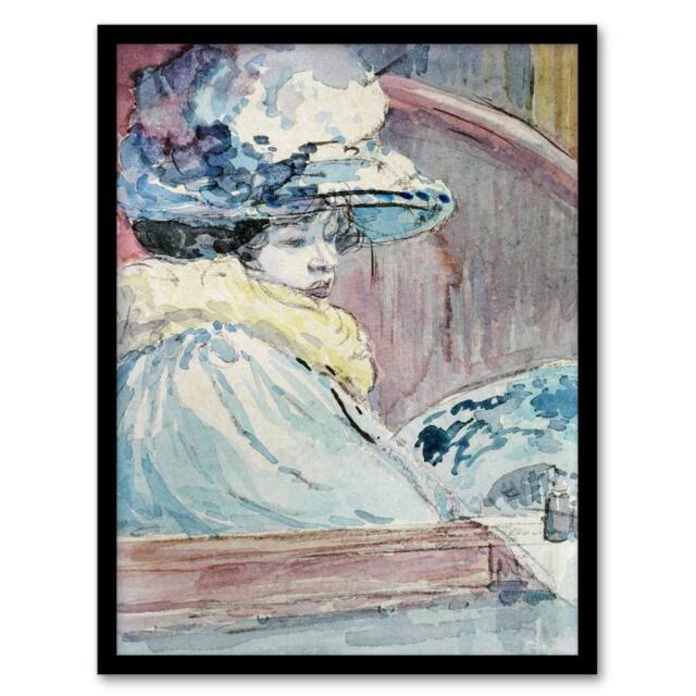 Artery8 Henry Somm Woman in a Lodge Watercolour Portrait Framed Wall Art Print - Size: A4 - image 1