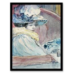 Artery8 Henry Somm Woman in a Lodge Watercolour Portrait Framed Wall Art Print - Size: A4 - thumbnail 1