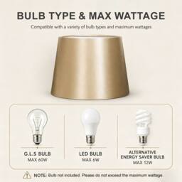 Voltico Satin Table Lamp Shade Classic Decorative Lampshade (No Base) in Gold - thumbnail 6