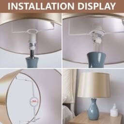 Voltico Satin Table Lamp Shade Classic Decorative Lampshade (No Base) in Gold - thumbnail 2