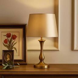 Voltico Satin Table Lamp Shade Classic Decorative Lampshade (No Base) in Gold
