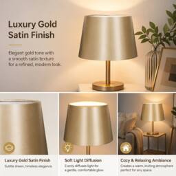 Voltico Satin Table Lamp Shade Classic Decorative Lampshade (No Base) in Gold - thumbnail 4