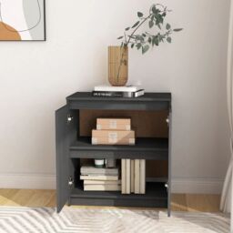 Berkfield Home Side Cabinet Grey 60x36x65 cm Solid Pinewood - Size: 60 x 36 x 65 cm - thumbnail 5