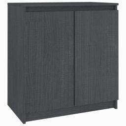 Berkfield Home Side Cabinet Grey 60x36x65 cm Solid Pinewood - Size: 60 x 36 x 65 cm - thumbnail 2