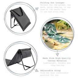 Harbour Housewares Folding Beach Loungers Pack of 2 in Green - thumbnail 2