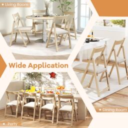 Costway Foldable Dining Chair Set of 4 Accent Armless Kitchen Chair in Beige - thumbnail 7