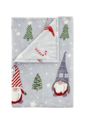 Catherine Lansfield 'Christmas Gnomes' Blanket Throw in Grey - Size: 130 cm x 170 cm - thumbnail 6