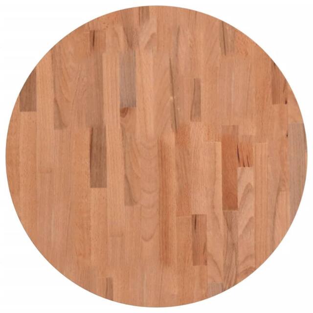 Berkfield Home Table Top Ã˜60x4 cm Round Solid Wood Beech in Brown - Size: 60x4 cm - image 1