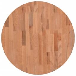 Berkfield Home Table Top Ã˜60x4 cm Round Solid Wood Beech in Brown - Size: 60x4 cm - thumbnail 1
