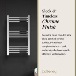 Balterley Straight Heated Towel Rail Radiator, 219W, 500 x 700mm, Chrome in Silver - thumbnail 6