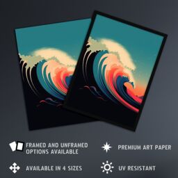 "Artery8 Rainbow Bomb Wave Ocean Sea Bauhaus Wave Bathroom Toilet Art Print Framed Poster Wall Decor 12x16 inch in Black - Size: W12"" x H16""" - thumbnail 2