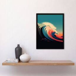 "Artery8 Rainbow Bomb Wave Ocean Sea Bauhaus Wave Bathroom Toilet Art Print Framed Poster Wall Decor 12x16 inch in Black - Size: W12"" x H16""" - thumbnail 4