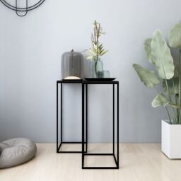Berkfield Home Side Tables 2 pcs Black Steel - thumbnail 1