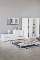 Home Discount Vida Designs 4Pc Bedroom Set 2xBedside, 4 Drawer Chest, 3 Dr Wardrobe in White - thumbnail 2