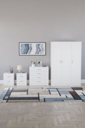 Home Discount Vida Designs 4Pc Bedroom Set 2xBedside, 4 Drawer Chest, 3 Dr Wardrobe in White - thumbnail 4