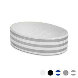Harbour Housewares Ceramic Soap Dish - Grey Stripe - thumbnail 1