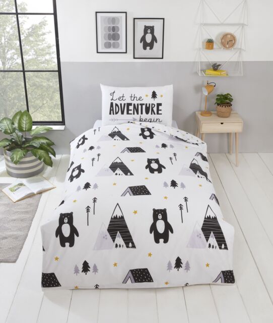 Rapport Home Scandi Bears Duvet Cover Set with Pillowcase in White - Size: Single - image 1