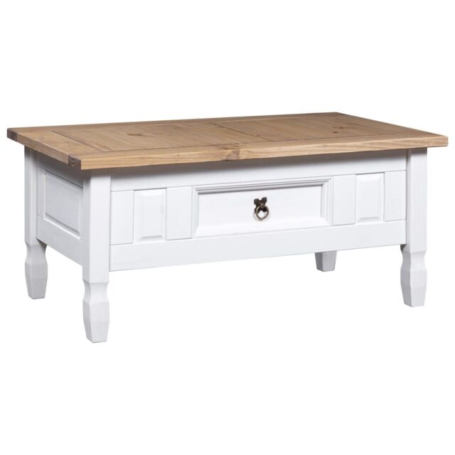 Berkfield Home Coffee Table Mexican Pine Corona Range White 100x55x45 cm - Size: 100 x 55 x 45 cm - image 1