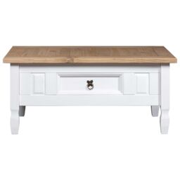 Berkfield Home Coffee Table Mexican Pine Corona Range White 100x55x45 cm - Size: 100 x 55 x 45 cm - thumbnail 2