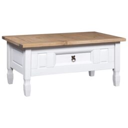 Berkfield Home Coffee Table Mexican Pine Corona Range White 100x55x45 cm - Size: 100 x 55 x 45 cm - thumbnail 1