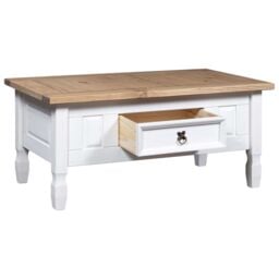 Berkfield Home Coffee Table Mexican Pine Corona Range White 100x55x45 cm - Size: 100 x 55 x 45 cm - thumbnail 3