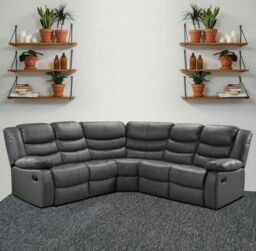 Furniture 786 Roma Leather Recliner 2C2 Corner Sofa in Grey
