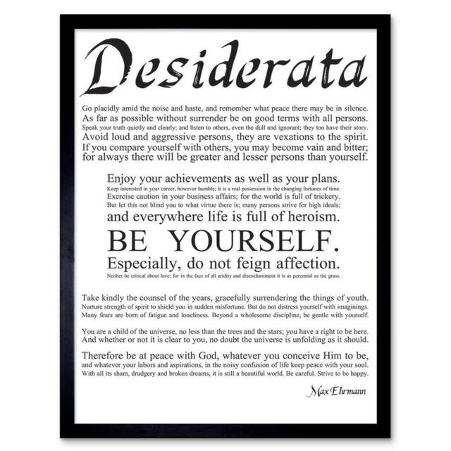 "Artery8 Desiderata Ehrmann Go Placidly Amid Yourself Quote Framed Art Print in White - Size: W12"" x H16""" - image 1