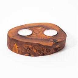 Verano Spanish Ceramics Olive Wood Natural Grained Rustic Tea Light Holder (Diam) 14cm
