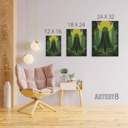 "Artery8 Rise Of Cthulhu Lovecraft Canvas Wall Art Print in Green - Size: W18"" x H24""" - thumbnail 4